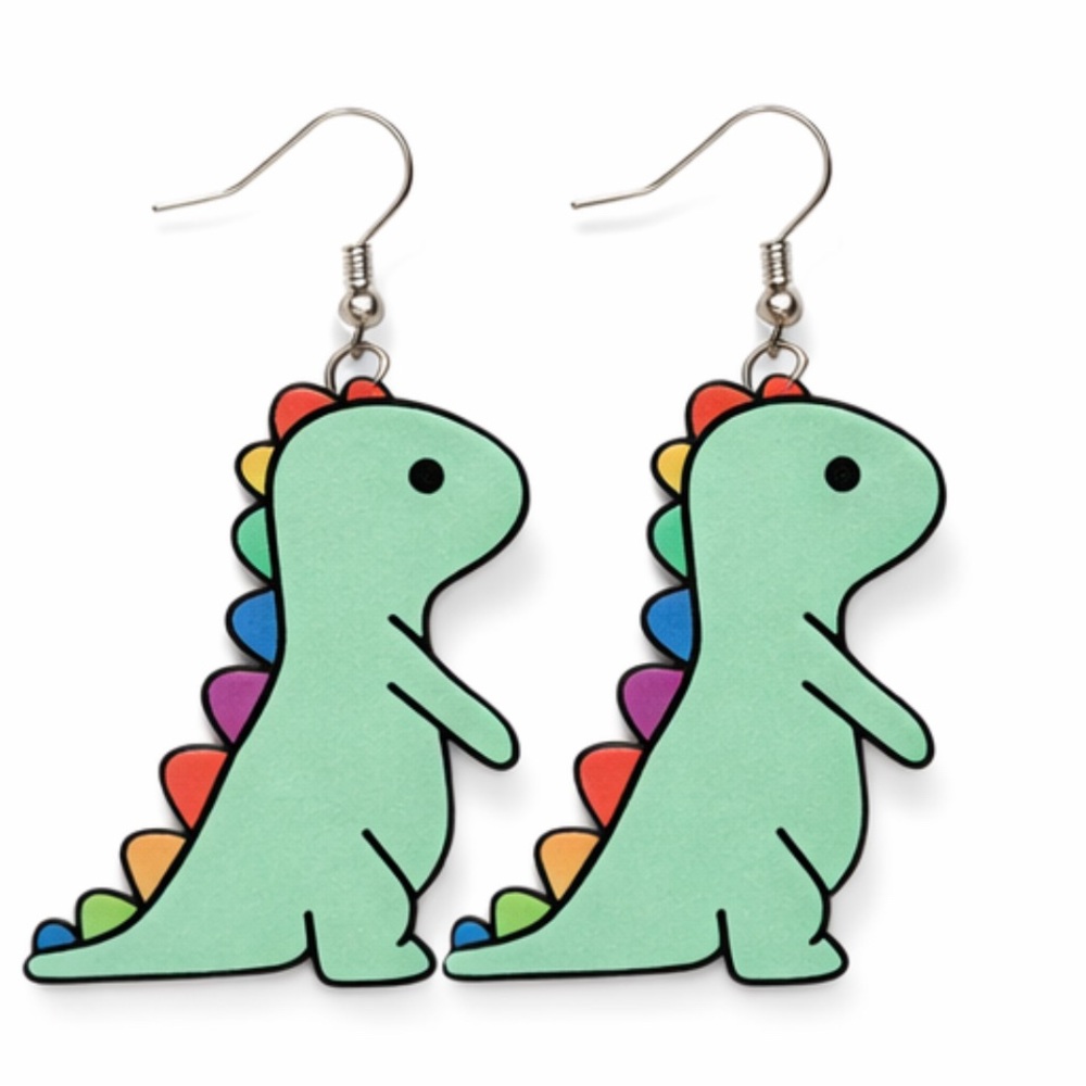 Green Dinosaur Earrings